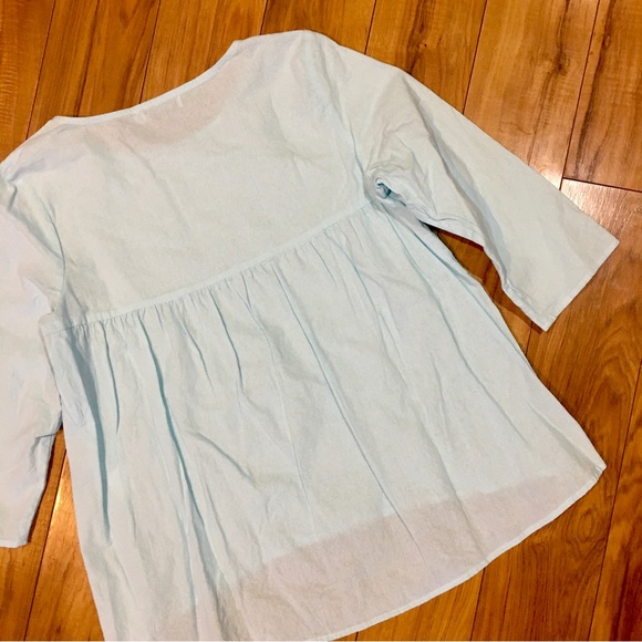 Misslook linen boho high low sky blue blouse shirt top lightweight summe… - Picture 6 of 6